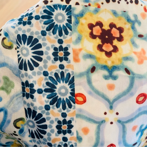 Zara Patchwork Wide Leg Pant XS, Side Zipper, Silky Satiny, Flowy, Resort Wear - Picture 9 of 9